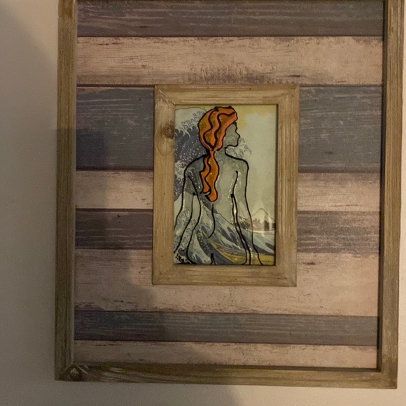 Hand Crafted Accents Art By Noni Framed Nude Art Painting Bare Tsunami Wood Framed Original